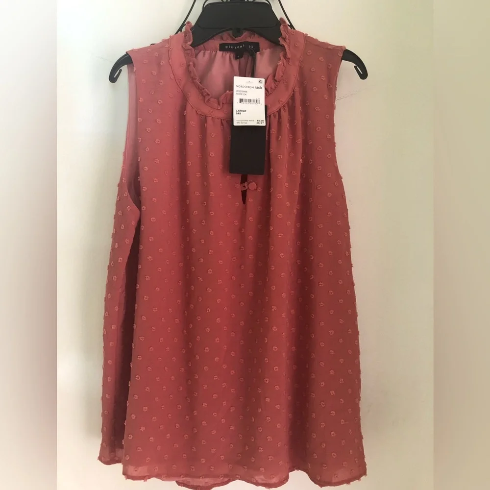 GIBSONLOOK NWT SALMON COLOR BLOUSE WITH LINING , SHORT SLEEVES SIZE LARGE - Picture 7 of 7